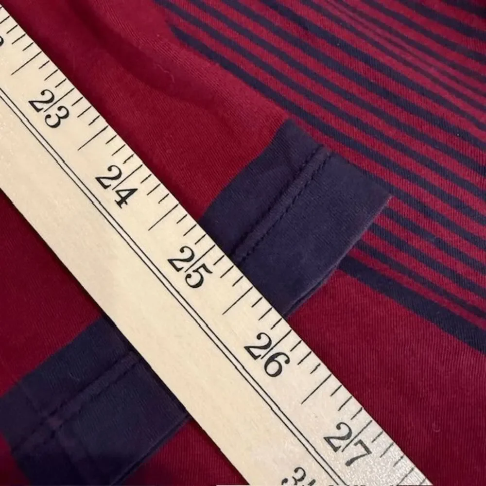 Tory Burch Pima Cotton Long Sleeve Top Burgundy Red and Navy‎ Blue Size Small